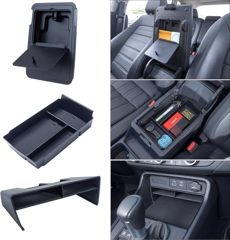 PIMCAR منظم الكونسول الوسطي 3CPS متوافق مع هوندا CRV 2023 2024 2025 ملحقات CR-V الهجين صندوق تخزين مخفي في مسند الذراع صينية إدراج - Image 1