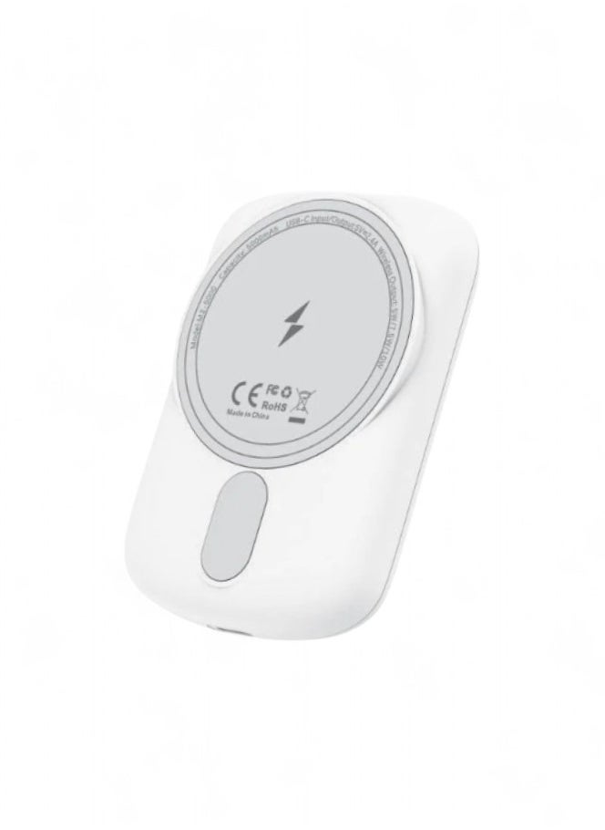 Verma magnetic power bank wireless power bank with 5000mAh capacity ultra compact size Max brand supports fast charging compatible with Apple Samsung Huawei and Xiaomi devices suitable only for phones that support wireless charging white portable charger type C charger wireless charger wireless power bank mini power bank powerful power bank power bank joy wireless charger for watch power bank for smartwatch wireless charger for earbuds earbud power bank