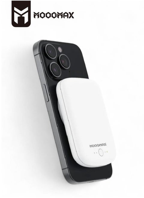 Verma magnetic power bank wireless power bank with 5000mAh capacity ultra compact size Max brand supports fast charging compatible with Apple Samsung Huawei and Xiaomi devices suitable only for phones that support wireless charging white portable charger type C charger wireless charger wireless power bank mini power bank powerful power bank power bank joy wireless charger for watch power bank for smartwatch wireless charger for earbuds earbud power bank