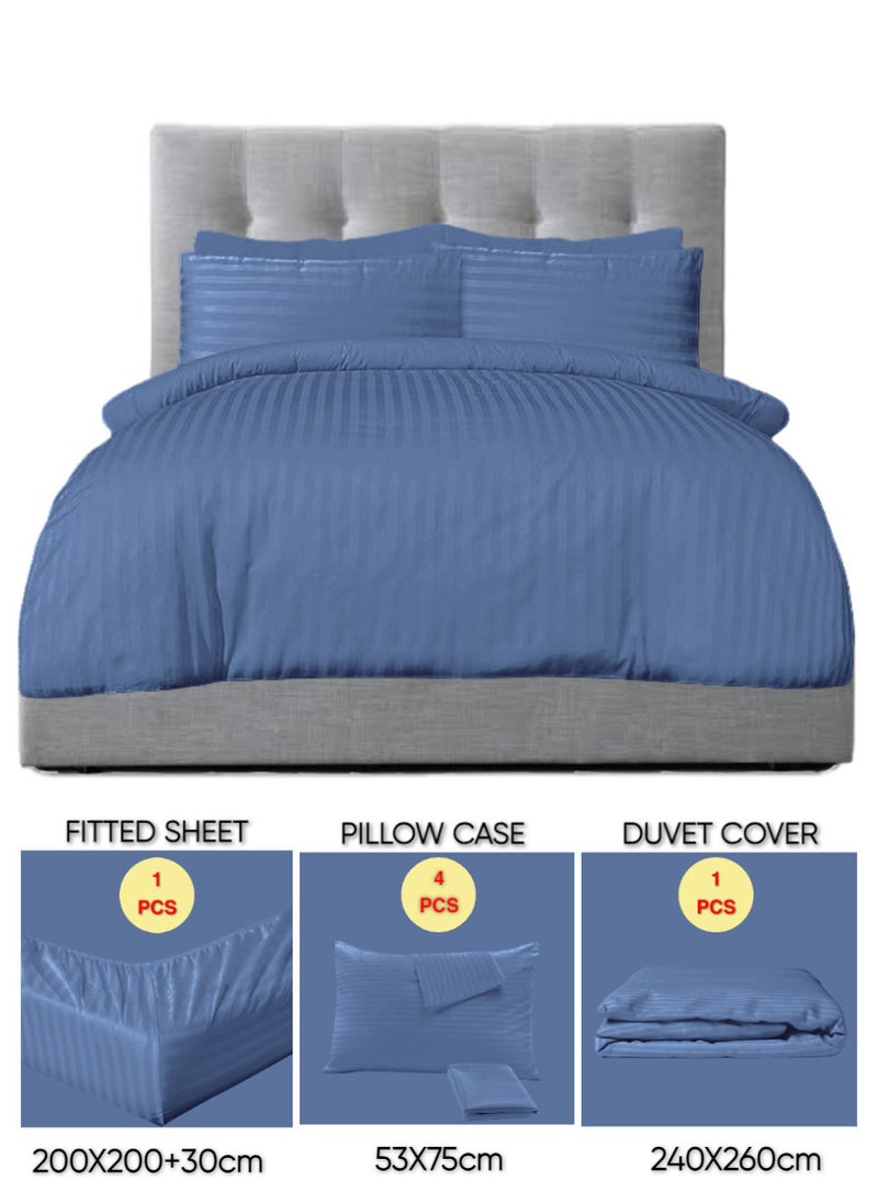 Blueberry 6 Pieces Super King Size Duvet Cover Set - Includes 1 Duvet Cover (240x260cm), 1 Fitted Sheet (200x200+30cm), 4 Pilow Cases - Image 2