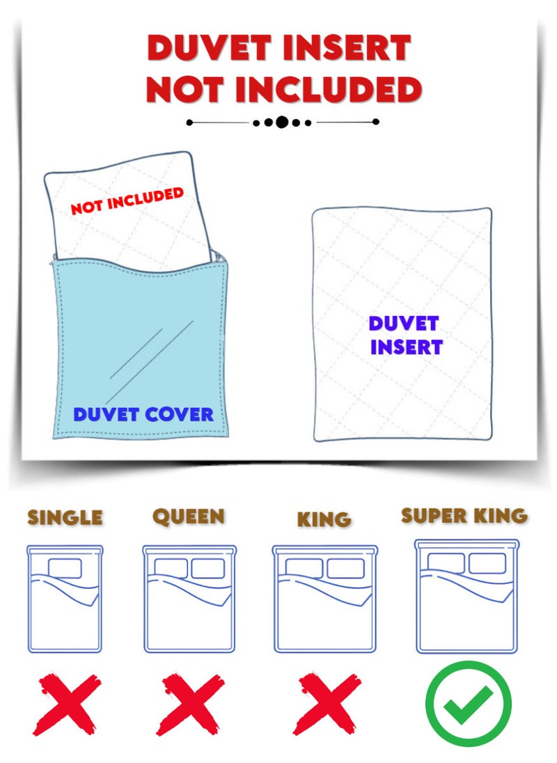 Blueberry 6 Pieces Super King Size Duvet Cover Set - Includes 1 Duvet Cover (240x260cm), 1 Fitted Sheet (200x200+30cm), 4 Pilow Cases - Image 4