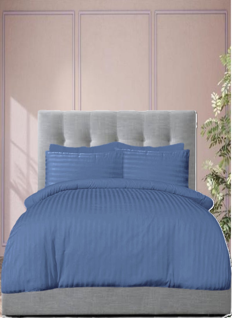Blueberry 6 Pieces Super King Size Duvet Cover Set - Includes 1 Duvet Cover (240x260cm), 1 Fitted Sheet (200x200+30cm), 4 Pilow Cases - Image 1