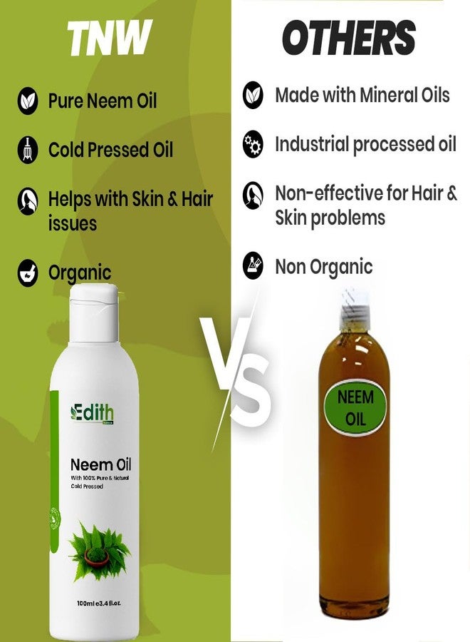 EDITH زيت النيم النقي متعدد الأغراض من إديث ناتشورال للشعر والبشرة - يزيل البثور وحب الشباب ويعالج أي عدوى فطرية من الجلد 100 مل (1) - Image 3