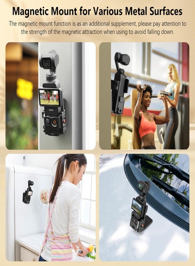AMAZEAR Metal Magnetic Mount Compatible with DJI OSMO Pocket 3 Accessories Multi-Functional Expansion Cage Aluminum Utility Frame Protective Case with Quick-Release Safety Lock, Black - Image 4