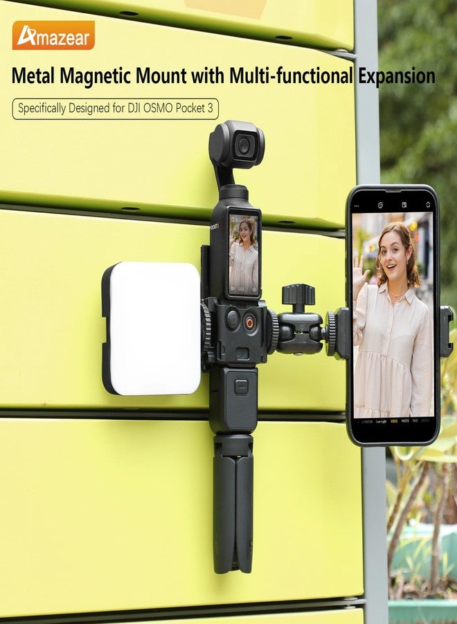 AMAZEAR Metal Magnetic Mount Compatible with DJI OSMO Pocket 3 Accessories Multi-Functional Expansion Cage Aluminum Utility Frame Protective Case with Quick-Release Safety Lock, Black - Image 2