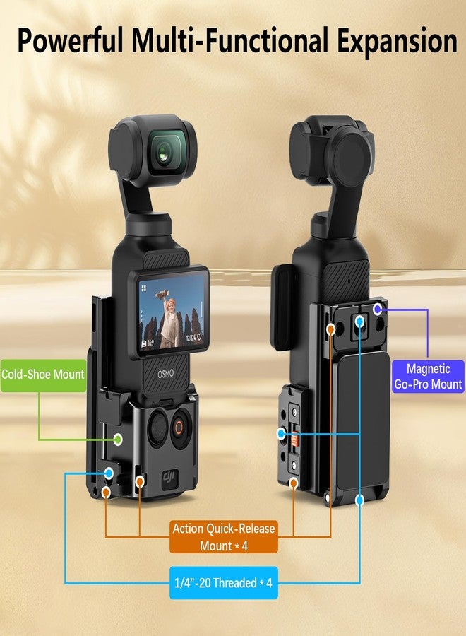 AMAZEAR Metal Magnetic Mount Compatible with DJI OSMO Pocket 3 Accessories Multi-Functional Expansion Cage Aluminum Utility Frame Protective Case with Quick-Release Safety Lock, Black - Image 5