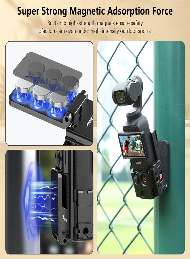 AMAZEAR Metal Magnetic Mount Compatible with DJI OSMO Pocket 3 Accessories Multi-Functional Expansion Cage Aluminum Utility Frame Protective Case with Quick-Release Safety Lock, Black - Image 3