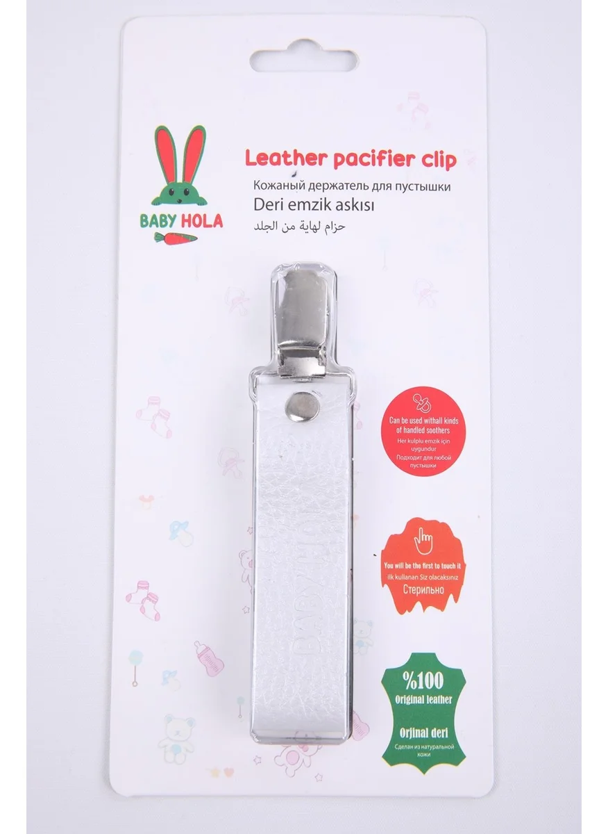 Baby Hola Babyhola Pacifier Strap with Protected Metal Clip 100% Genuine Leather Specially Packaged Gift 1072-1