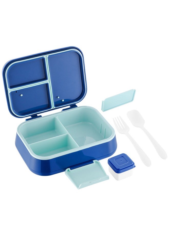 Occuwzz - Bento Box - 3-Compartment Lunch Box with Spoon and Fork, Portable and Large Capacity Suitable for Adults and Children (Blue) - Image 1