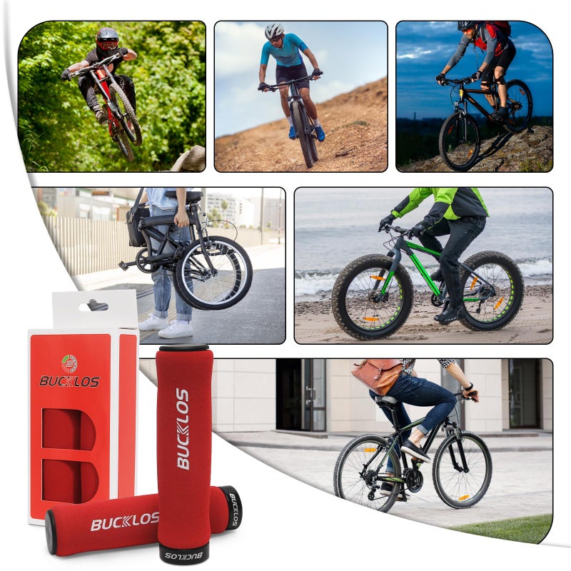 BUCKLOS Single Lock on Bike Handlebar Grips - Bicycle Foam Sponge Handle Bar Anti-Slip Comfortable Shock-Absorbing Mountain Bike Grips for MTB, BMX, Scooter, Beach Cruiser, Folding Bike - Image 5