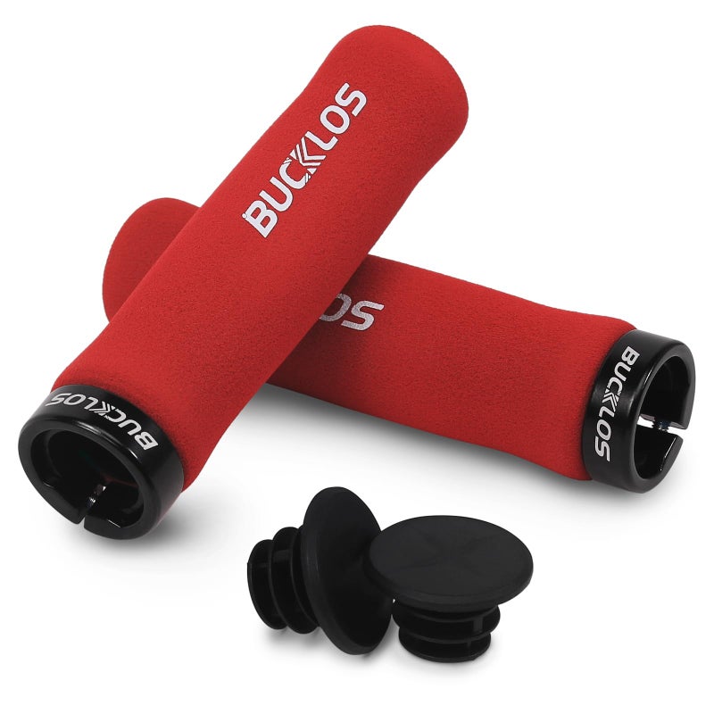 BUCKLOS Single Lock on Bike Handlebar Grips - Bicycle Foam Sponge Handle Bar Anti-Slip Comfortable Shock-Absorbing Mountain Bike Grips for MTB, BMX, Scooter, Beach Cruiser, Folding Bike - Image 1