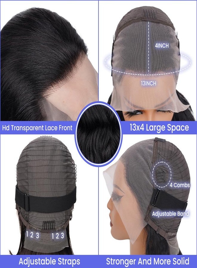 FASCARA 13x4 Body Wave Lace Front Wigs Human Hair Pre Plucked 180% Density HD Transparent Lace Frontal Wigs for Women, 9A, Small Bleached Knots, with Baby Hair, 18 Inch, Natural Color - Image 4