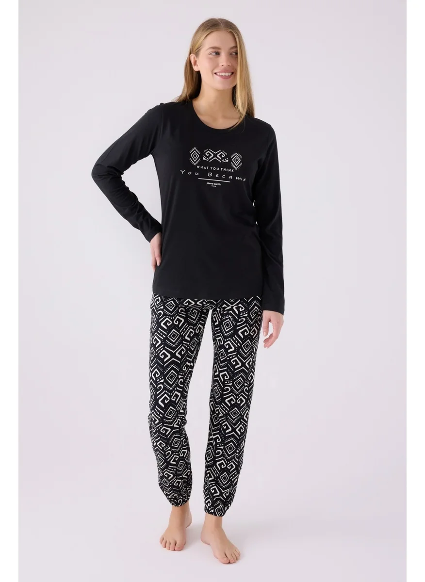 بيير كاردان Double Pajama Set Black - Jersey