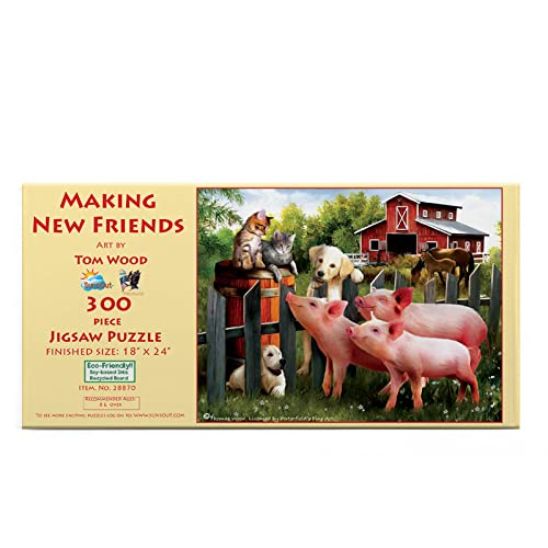 SUNSOUT INC Making New Friends 300 pc Jigsaw Puzzle by Artist Tom Wood Finished Size 18 x 24 MPN 28870 - Image 1