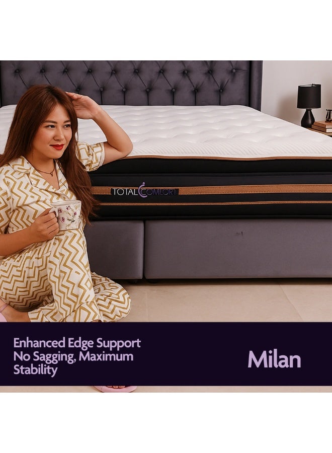 Total Comfort MIlan Hybrid gel Memory Foam Mattress | Medium Soft EuroTop - Queen (150 x 200 x 30 cm) | Spinal Alignment, Motion Isolation, Edge Support | Cooling & Pressure Relief | Pocket Spring - Image 3