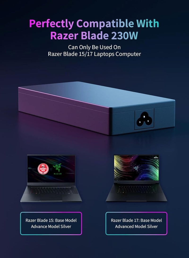 Max Power 230W Razer Charger for Razer 15 14 16 17 RC30-024801 RZ09-0248 RTX3060 RTX3070 RTX3080 RTX2070 RTX2080 GTX1060 GTX1070 19.5V 11.8A Razer  Pro 17/4K Gaming Laptop Power Adapter - Image 5