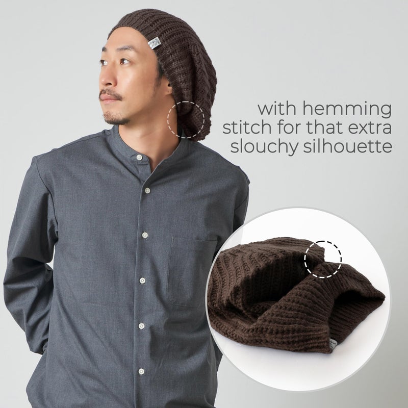 Charm Oversized Winter Slouchy Knit Beanie - Mens Warm Fall Hat Womens Dreadlock Cap Large Slouch Tam for Big Heads Brown - Image 4