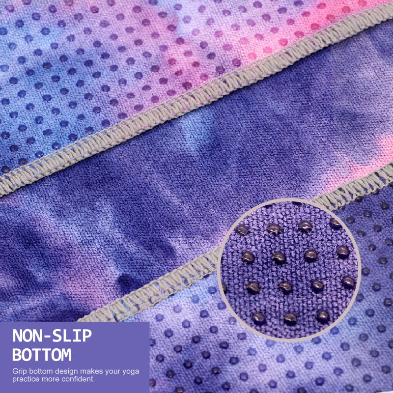 Eunzel Yoga Towel,Hot Yoga Mat Towel with Grip Dots Sweat Absorbent Non-Slip for Hot Yoga, Pilates and Workout 24" x72", Purple & Blue - Image 5
