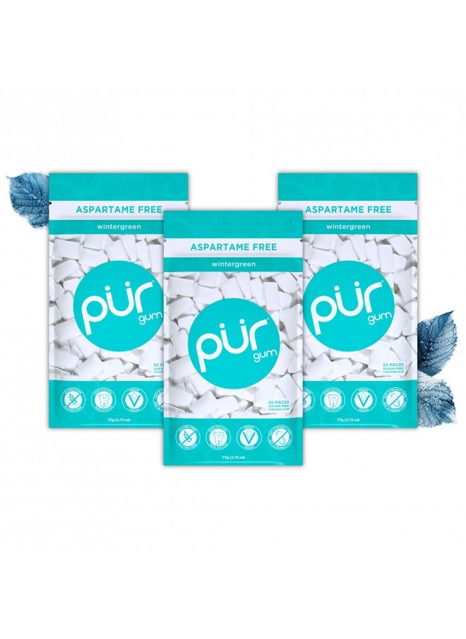 Pur - Pur Gum | Aspartame Free Chewing Gum | 100% Xylitol | Sugar Free, Vegan, Gluten Free And Keto Friendly | Natural Wintergreen Flavored Gum, 55 Pieces (Pack Of 3) - Image 1