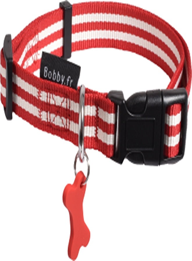 بوبي طوق مخطط أحمر متوسط