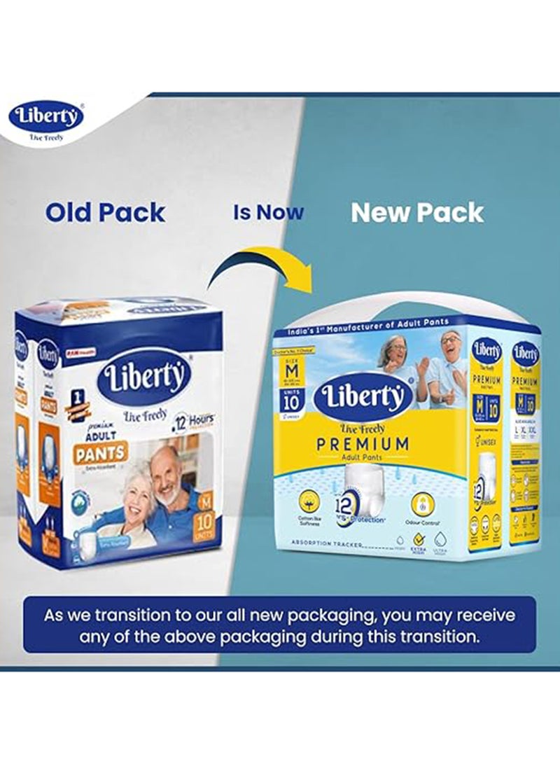 Liberty Premium Adult Diaper Pants Medium M Size 10 Count Waist Size 61-115Cm 24-45 Inches Unisex Leak Proof Pack Of 1 - Image 2