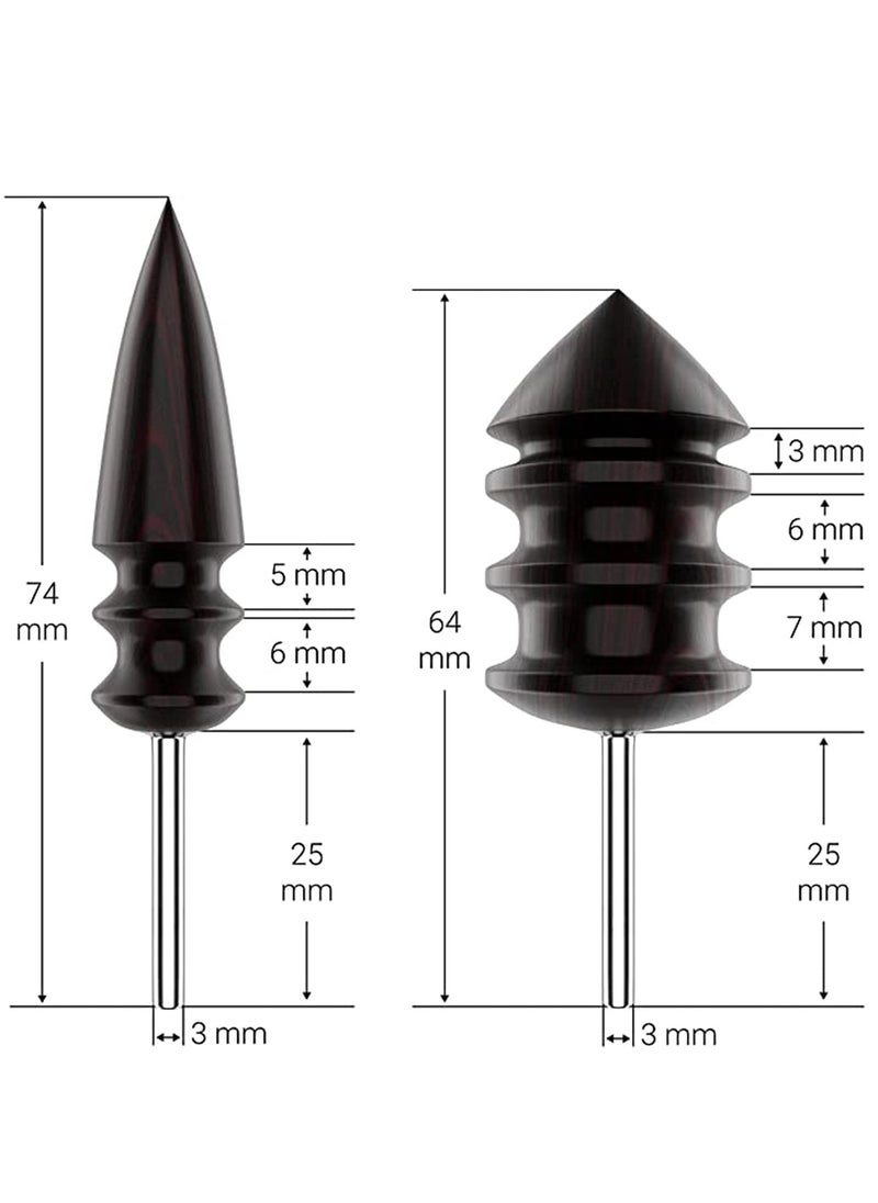 KASTWAVE - Leather Burnisher Bits 2-pack for Rotary Tools – Pointed Tip and Multi Grooved Burnishing Tips Made of Solid Tropical Sandalwood Create Smooth, Clean Edges on Leather Craft Projects - Image 1