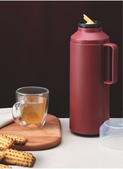 TRAMONTINA Since 1911,Made in Brazil- Exata Red Plastic Thermal Beverage Dispenser with 1 Liter Glass Liner and Plastic Lid  - Image 4