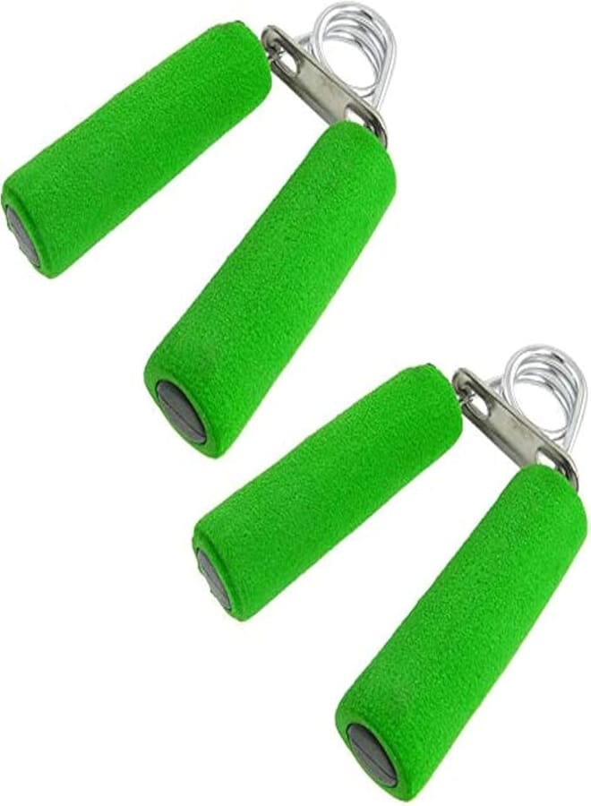 Foam Wrapped Handle Metal Spring Resistance Hand Grip - Silver Tone