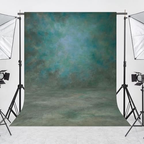 Haboke Abstract Professional Photography Backdrop for Portrait Photo Props Booth Background Photoshoot Studio with Polyester Fabric Roller Pocket on Top (8x12,Green,No Stand) - Image 4