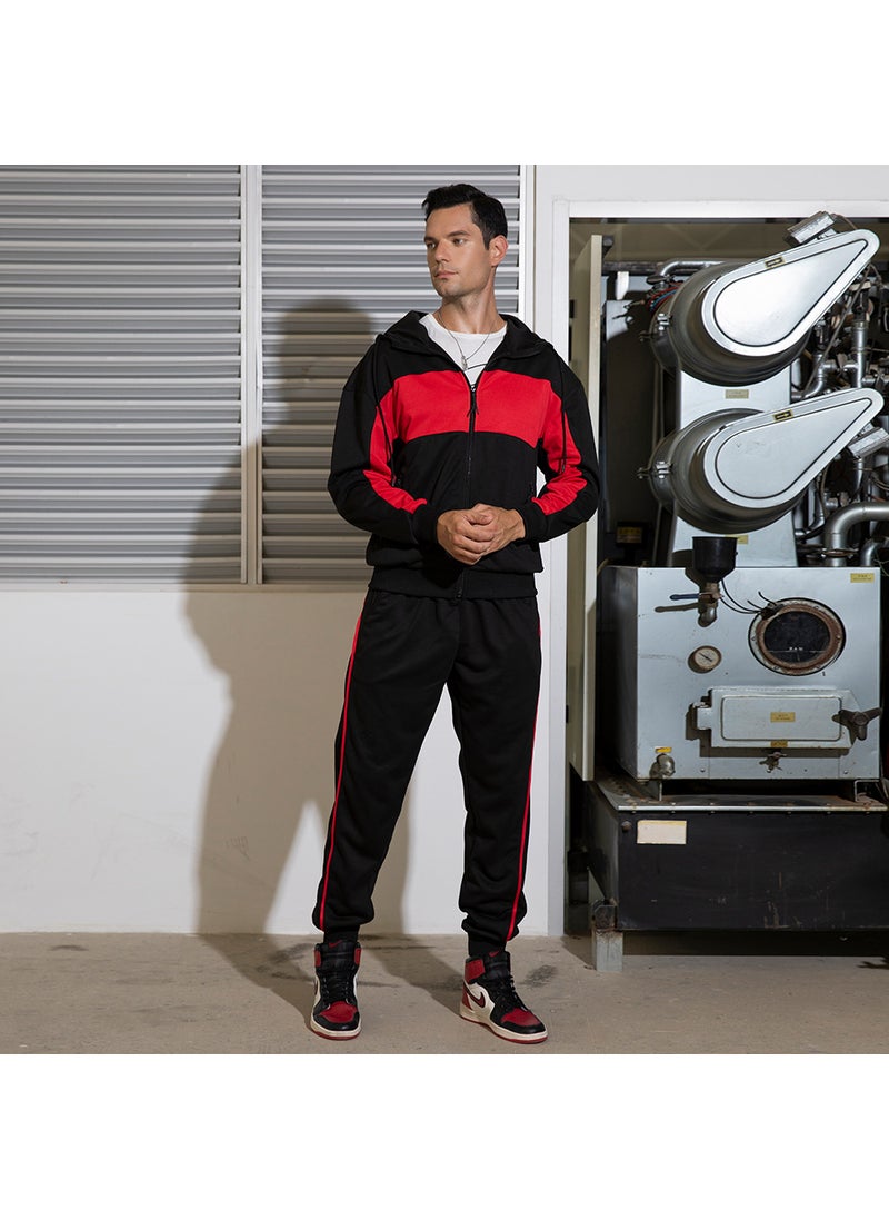 Generic - Mens Autumn Winter Casual Hoodie Tracksuit Set Black - Image 1
