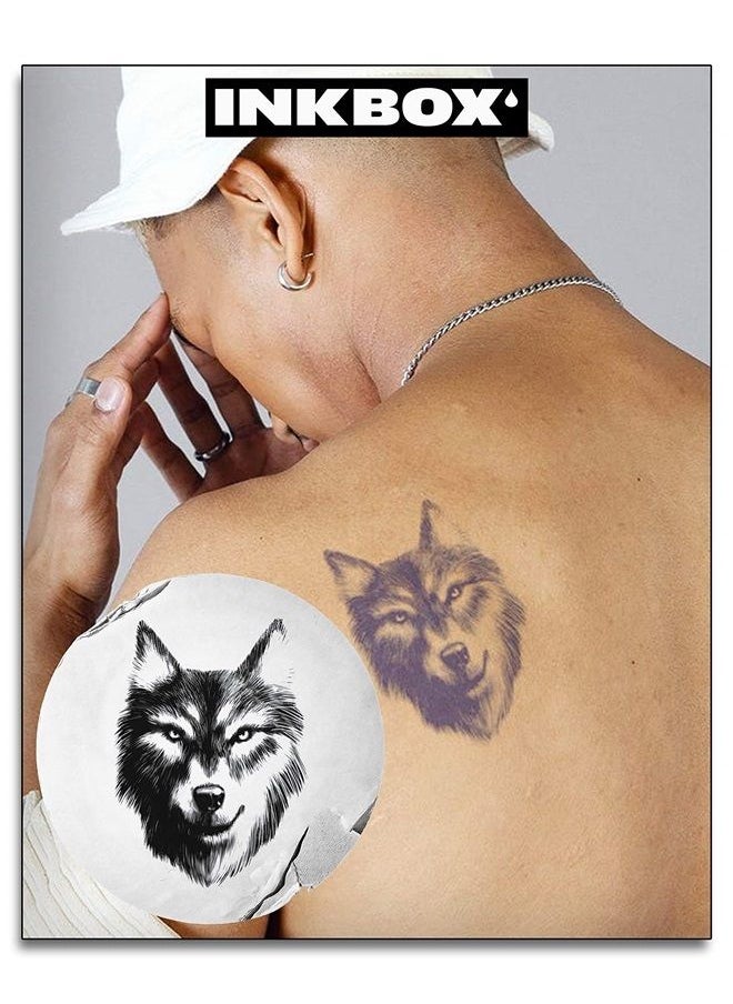 inkbox - Inkbox Temporary Tattoos, Semi-Permanent Tattoo, One Premium Easy Long Lasting, Water-Resistant Temp Tattoo with For Now Ink - Lasts 1-2 Weeks, Wolf Tattoo, 4 x 4 in, Asher - Image 1