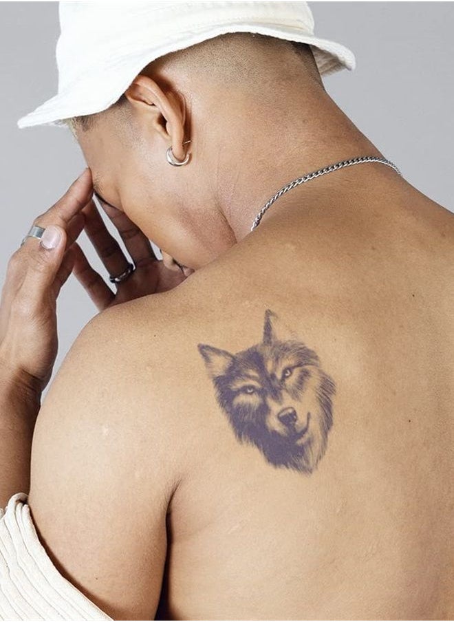 inkbox - Inkbox Temporary Tattoos, Semi-Permanent Tattoo, One Premium Easy Long Lasting, Water-Resistant Temp Tattoo with For Now Ink - Lasts 1-2 Weeks, Wolf Tattoo, 4 x 4 in, Asher - Image 1