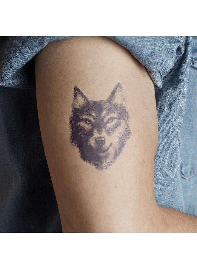 inkbox - Inkbox Temporary Tattoos, Semi-Permanent Tattoo, One Premium Easy Long Lasting, Water-Resistant Temp Tattoo with For Now Ink - Lasts 1-2 Weeks, Wolf Tattoo, 4 x 4 in, Asher - Image 1