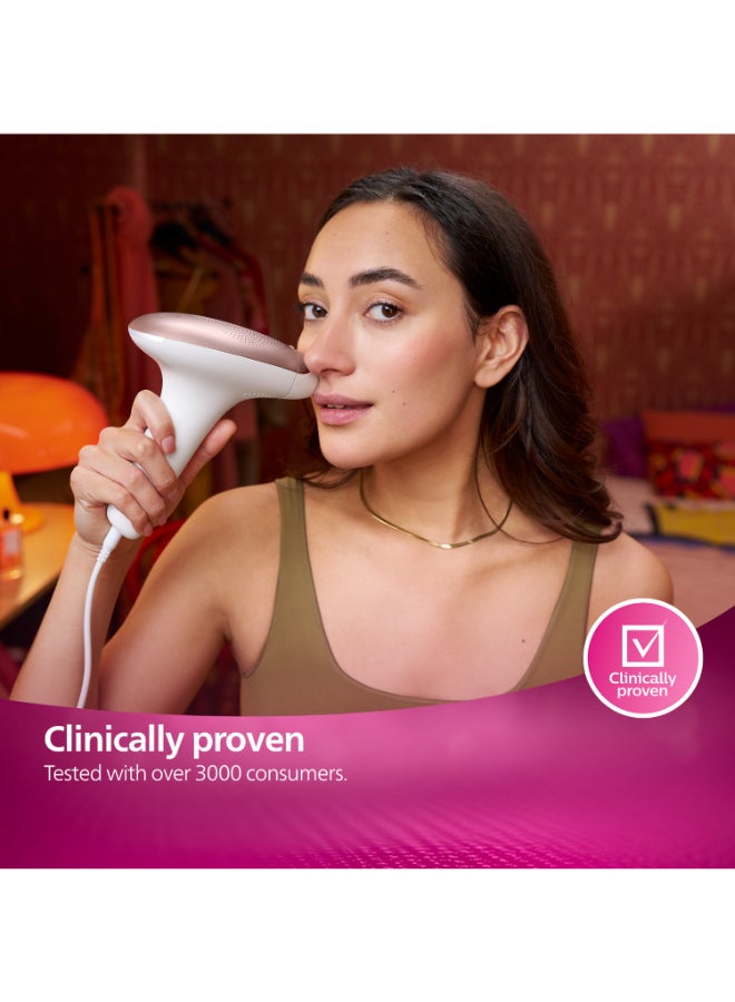 Philips Lumea IPL, Hair Removal, 7000 Series, Skintone Sensor, 2 Attachments, Body, Face, Compact Pen Trimmer, Corded Use, BRI921/60, 60 Days Money Back Guarantee White/Rose Gold - Image 3