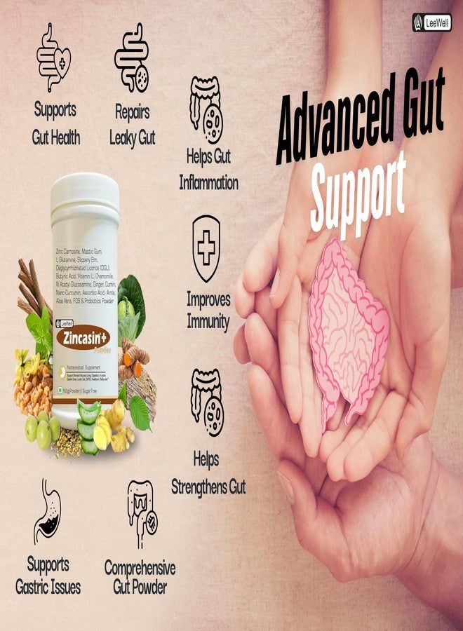 Zincasin® +Plus Powder Advanced Gut Health Supplement | Leaky Gut Care, Acid Reflux, Stomach Ulcer, Gastric Mucosa Lining Protection | H Pylori & Digestive tract health | Zinc Carnosine, Mastic Gum, Licorice Root (DGL), L Glutamine, Vitamin U, N-Acetyl Glucosamine, Slippery Elm, Butyric Acid, Probiotics -180gram (Sugar-free) - Image 3