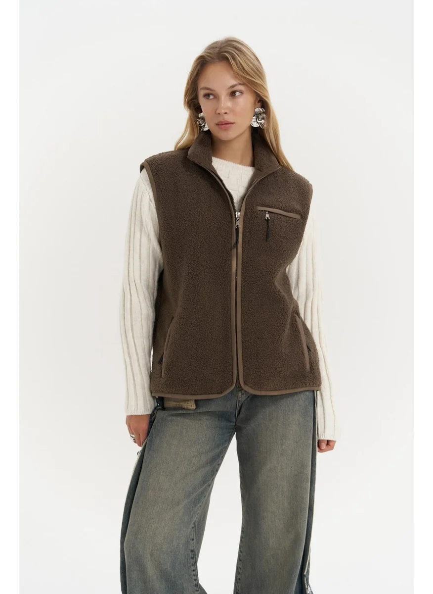Mai Collection Alberg Brown Casual Teddy Vest