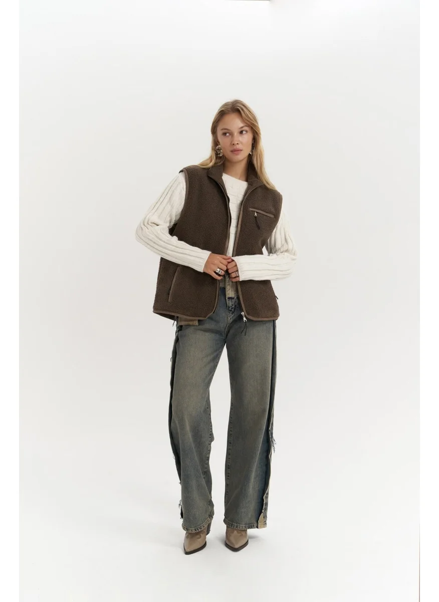 Mai Collection Alberg Brown Casual Teddy Vest