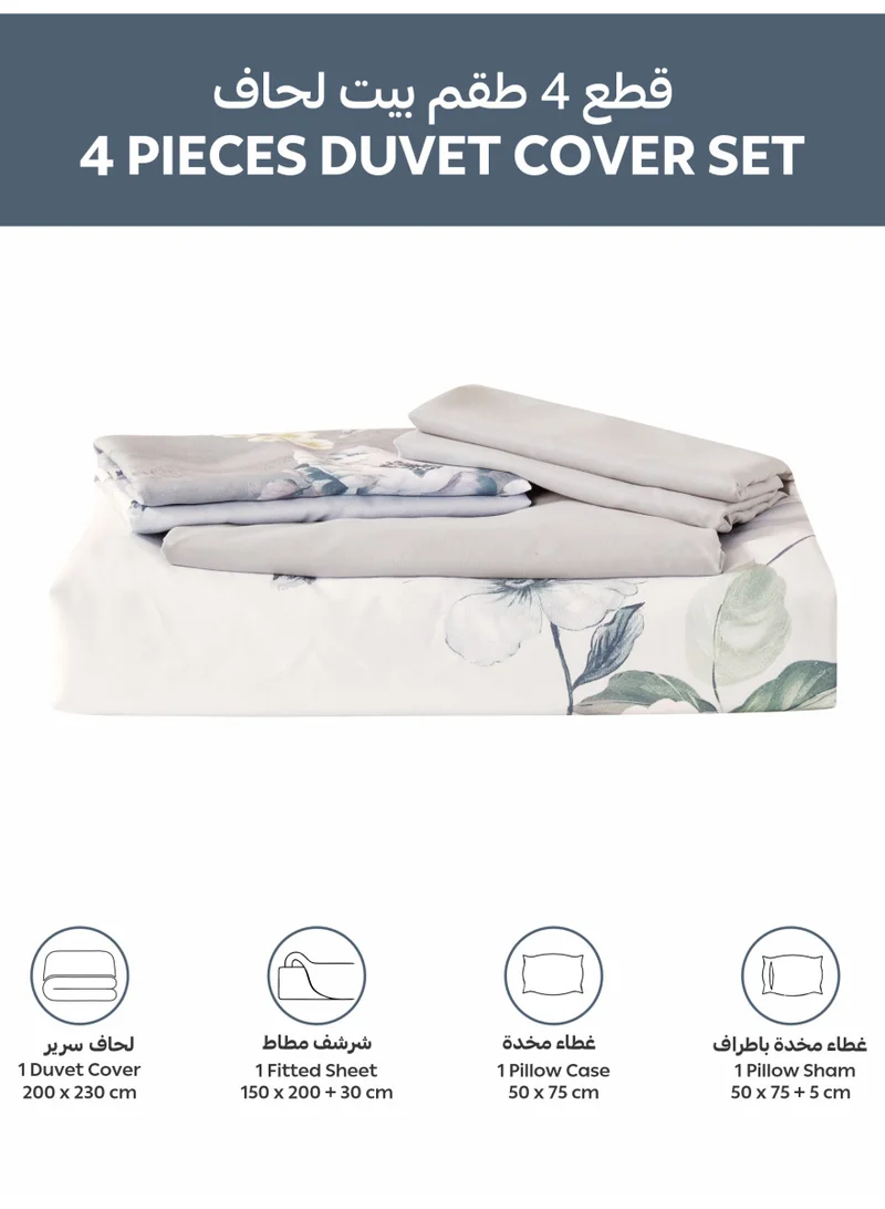 Donetella Digital Print Duvet cover Set,Queen Size 200x230 cm - 4-Pcs Bed Set, ,Emirate Collection, Microfiber - 1 Duvet Cover, 1 Fitted Sheet, 1 Pillow Shams, 1 Pillowcases (Filler Not Include)
