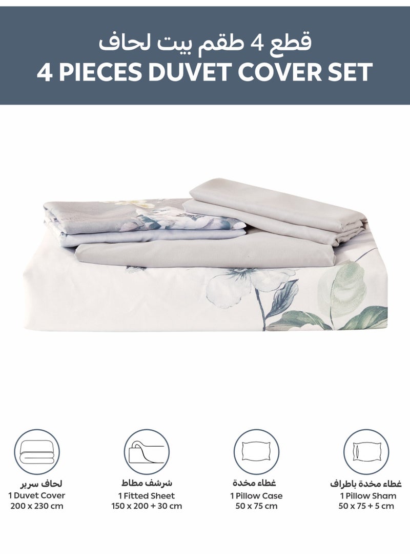 دوناتيلا طقم غطاء لحاف مشجر 4 قطع مقاس كوين يناسب سرير 150×200 سم مايكروفايبر ناعم , تصميم راقي و انيق , يناسب جميع الفصول (لا يشمل حشوة اللحاف) - Image 4