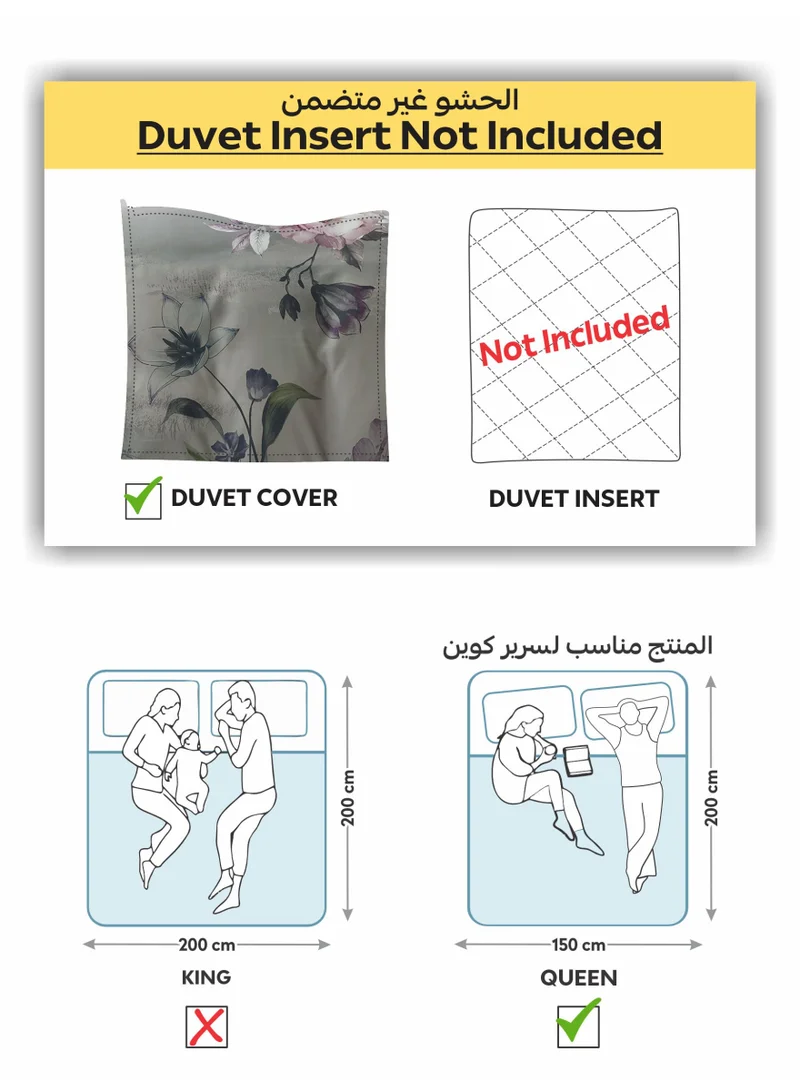 Donetella Digital Print Duvet cover Set,Queen Size 200x230 cm - 4-Pcs Bed Set, ,Emirate Collection, Microfiber - 1 Duvet Cover, 1 Fitted Sheet, 1 Pillow Shams, 1 Pillowcases (Filler Not Include)