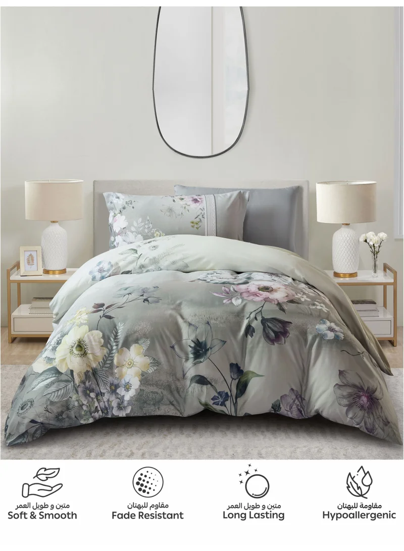 Donetella Digital Print Duvet cover Set,Queen Size 200x230 cm - 4-Pcs Bed Set, ,Emirate Collection, Microfiber - 1 Duvet Cover, 1 Fitted Sheet, 1 Pillow Shams, 1 Pillowcases (Filler Not Include)