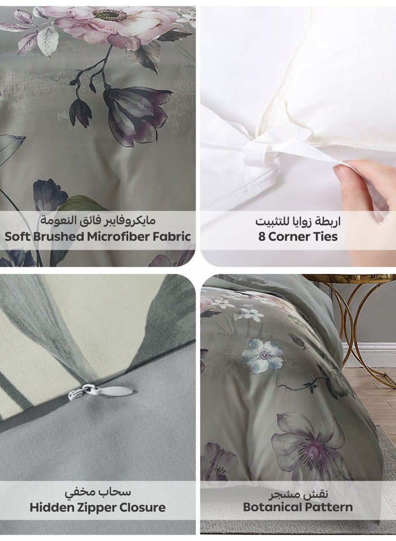 دوناتيلا طقم غطاء لحاف مشجر 4 قطع مقاس كوين يناسب سرير 150×200 سم مايكروفايبر ناعم , تصميم راقي و انيق , يناسب جميع الفصول (لا يشمل حشوة اللحاف) - Image 5