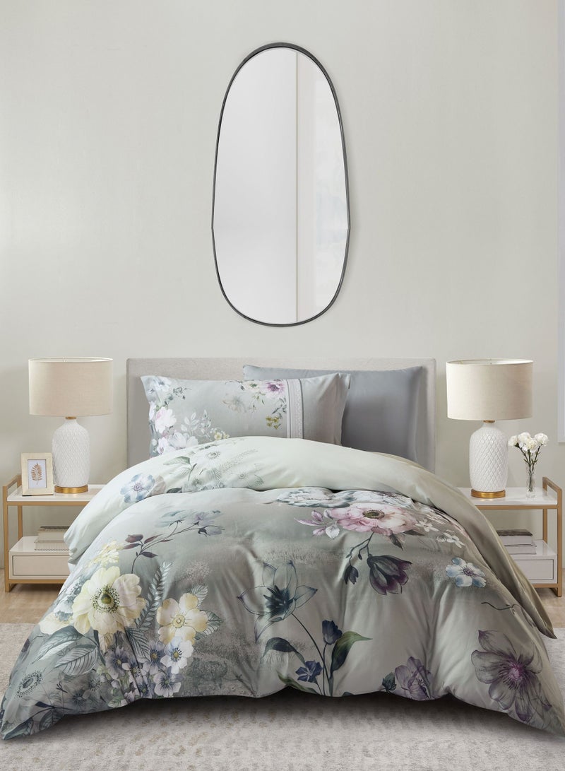 دوناتيلا طقم غطاء لحاف مشجر 4 قطع مقاس كوين يناسب سرير 150×200 سم مايكروفايبر ناعم , تصميم راقي و انيق , يناسب جميع الفصول (لا يشمل حشوة اللحاف) - Image 1