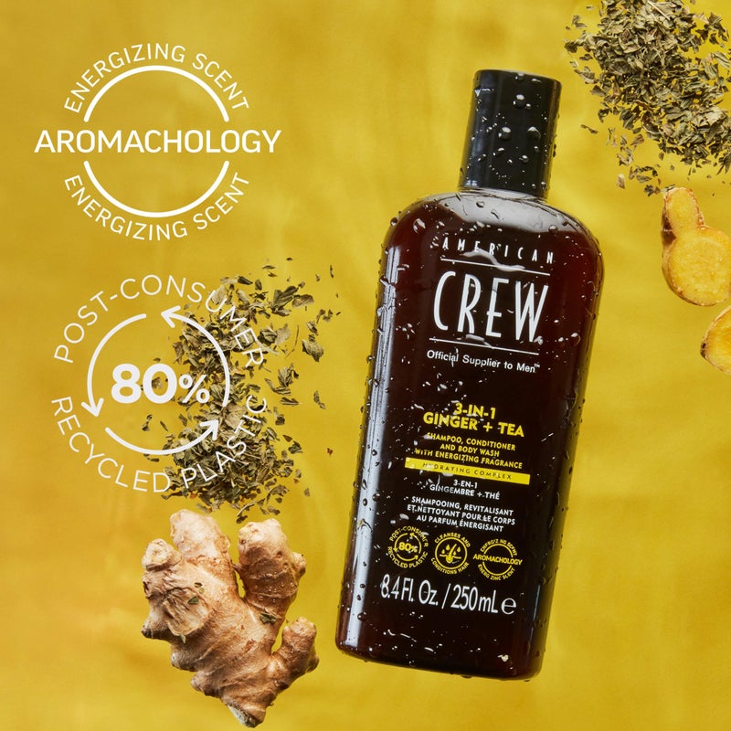 AMERICAN CREW 3-in-1 Ginger & Tea, Shampoo, Conditioner & Body Wash for Men, Hair Care Gift for Him, Revitalizing and Refreshing Fragrance, 15.2 fl oz - Image 5