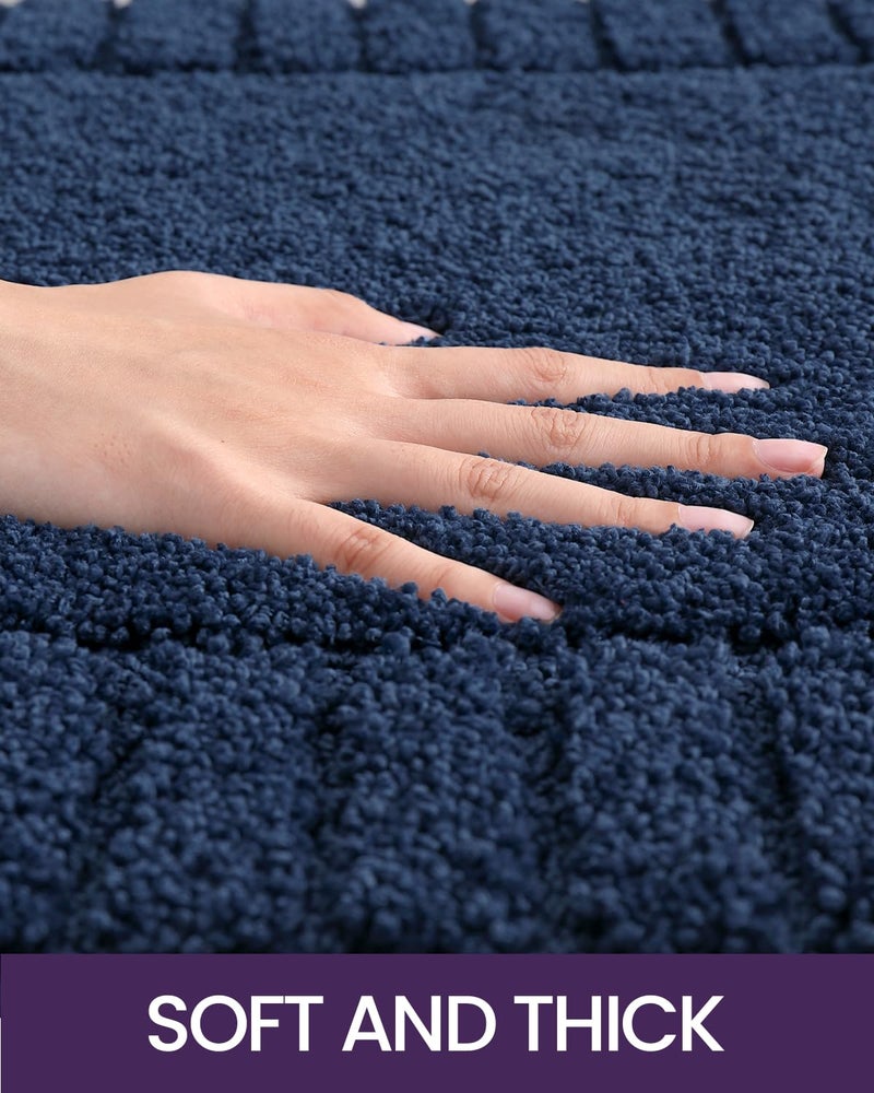DEXI Bathroom Rugs 24""x43""  Non Slip Bath Mats for Bathroom Floor  Ultra Soft and Absorbent Bath Rug Shower Carpet  Machine Washable  Navy - Image 2