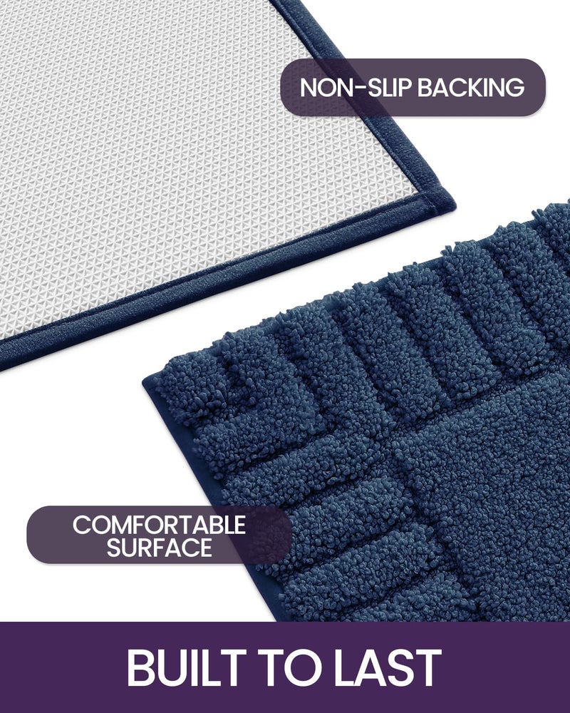 DEXI Bathroom Rugs 24""x43""  Non Slip Bath Mats for Bathroom Floor  Ultra Soft and Absorbent Bath Rug Shower Carpet  Machine Washable  Navy - Image 4
