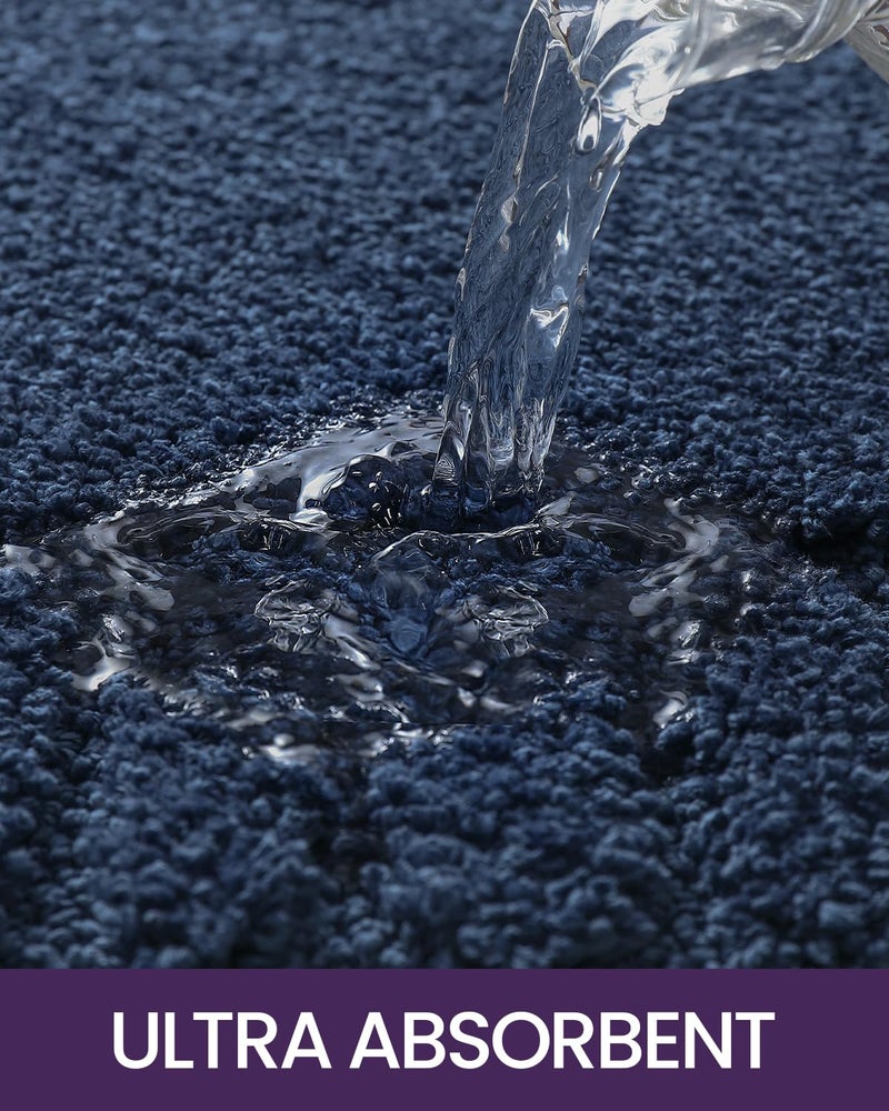 DEXI Bathroom Rugs 24""x43""  Non Slip Bath Mats for Bathroom Floor  Ultra Soft and Absorbent Bath Rug Shower Carpet  Machine Washable  Navy - Image 3