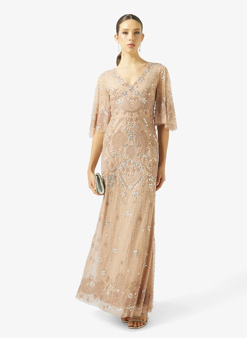 Amelia Rose  embellished mesh detailed maxi dress for Women | Best Price UAE