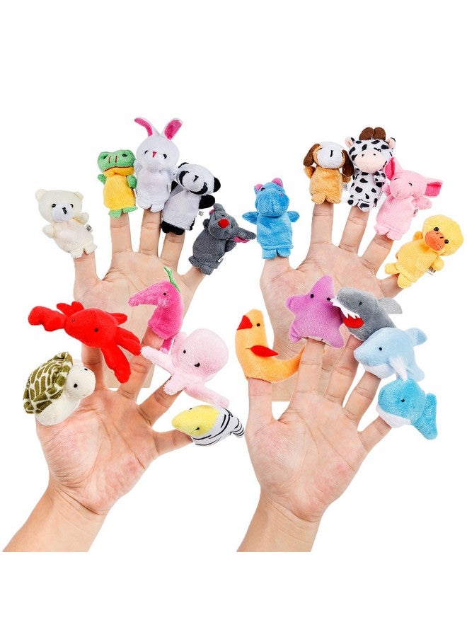 Oiuros 20pcs Different Cartoon Animal Finger Puppets Soft Velvet Dolls Props Toys Easter Basket Stuffers - Image 1