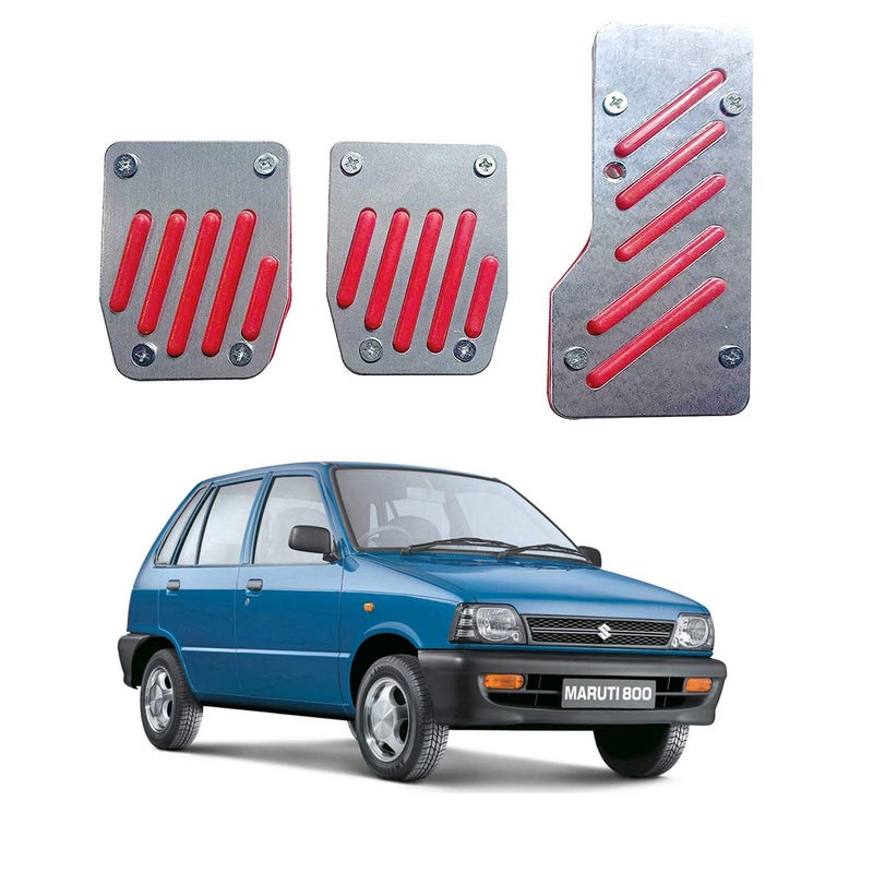 Oshotto 3 Pcs Non-Slip Manual CS-320 Car Pedals Kit Pad Covers Set Compatible with Maruti Suzuki 800 (Red) - Image 1